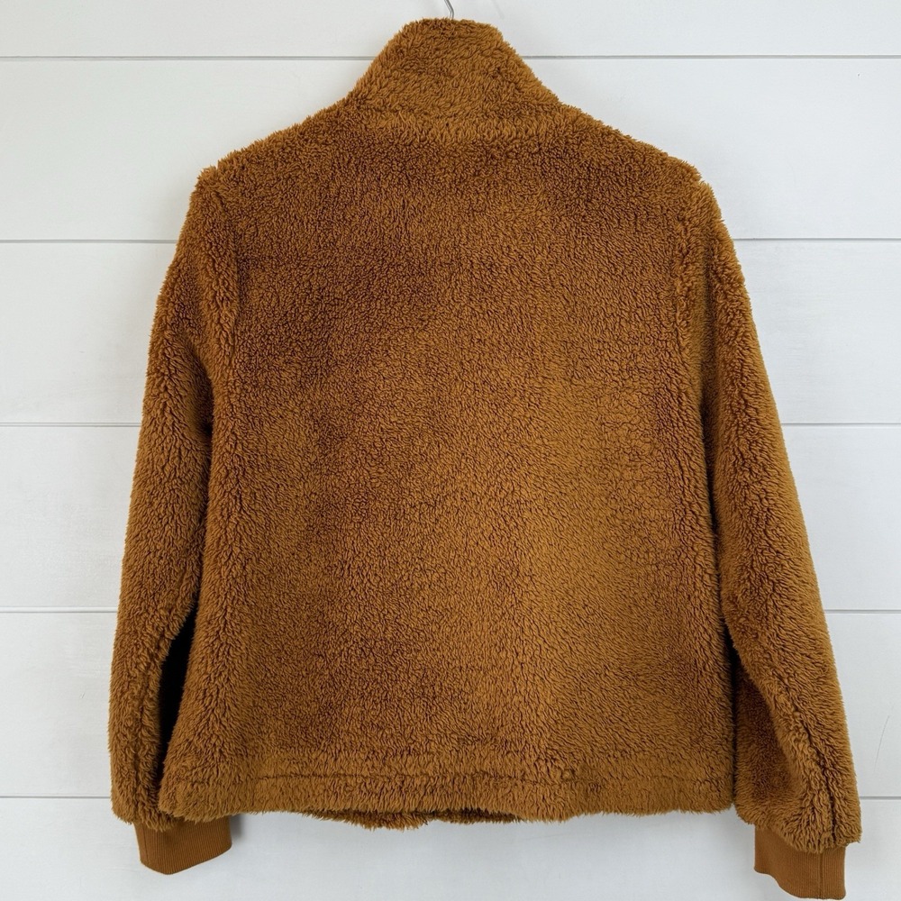 J.CREW Sherpa Camel Funnelneck Zip Jacket Women Small AB440 Teddy - Picture 9 of 14